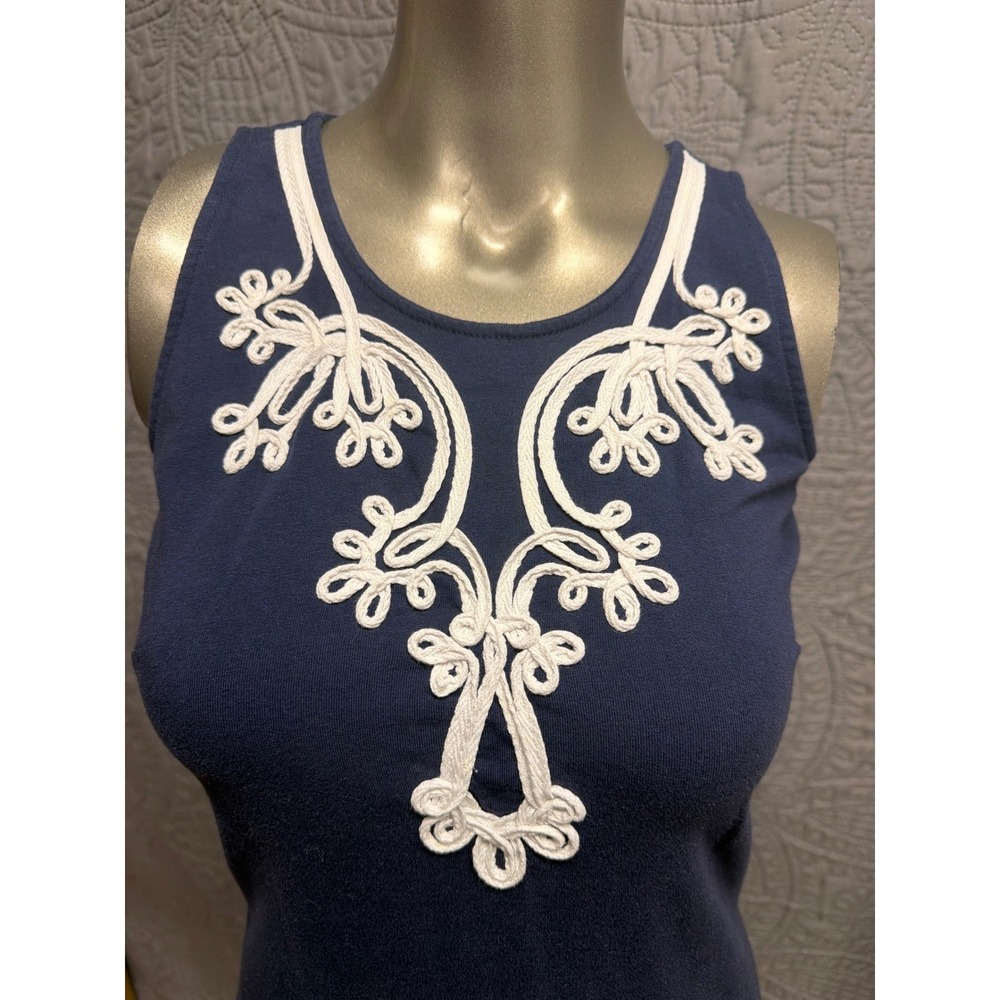 Lilly Pulitzer Navy Blue Soutache Embroidered Sleeveless Shift Dress‎ XS - Picture 2 of 11